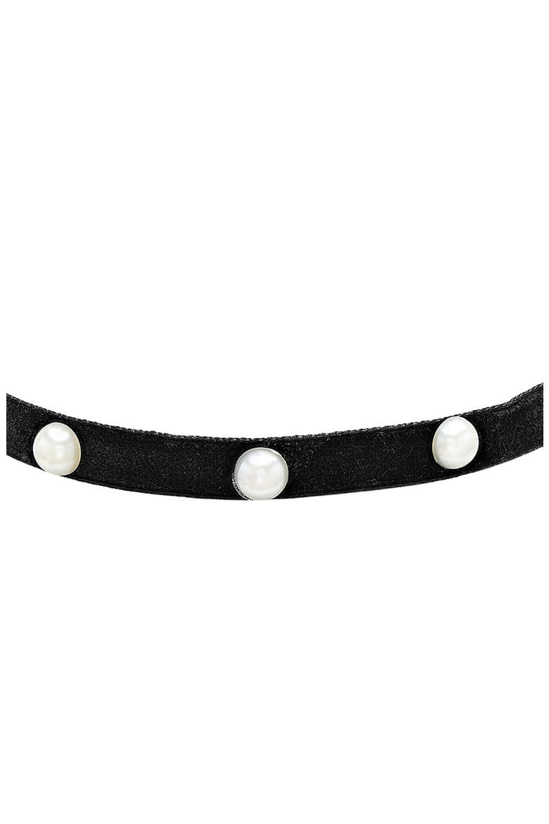 Simulated Pearl Velvet Choker Necklace, Alternate, color, BLACK