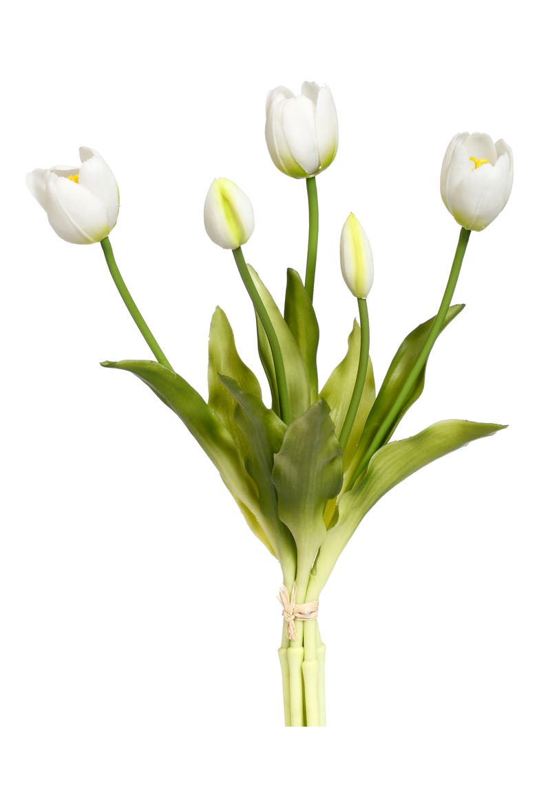 Blooming Tulip Bunch of 5, 6 Bunches Total, Main, color, White