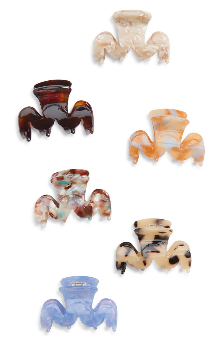 Tasha 6-Pack Mini Jaw Hair Clips, Main, color, Ivory Multi