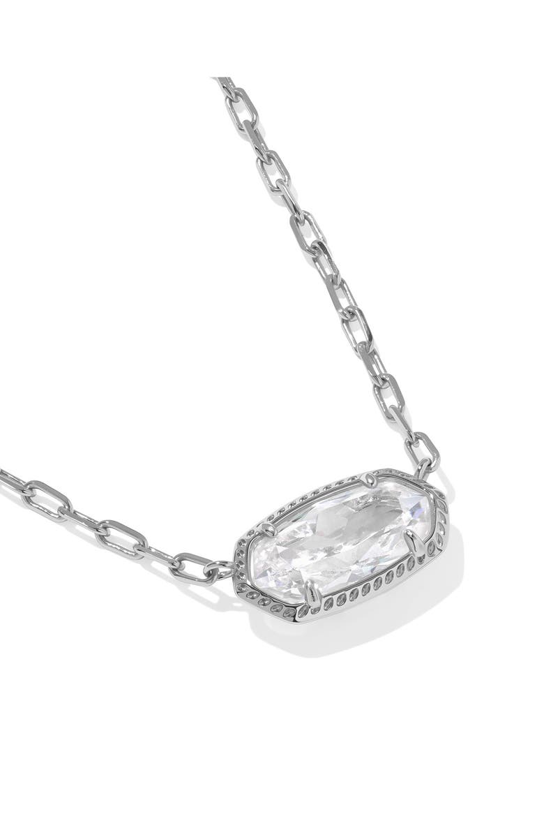 Kendra Scott Elisa Luxe Short Pendant Necklace, Alternate, color, Silver White Cubic Zirconia