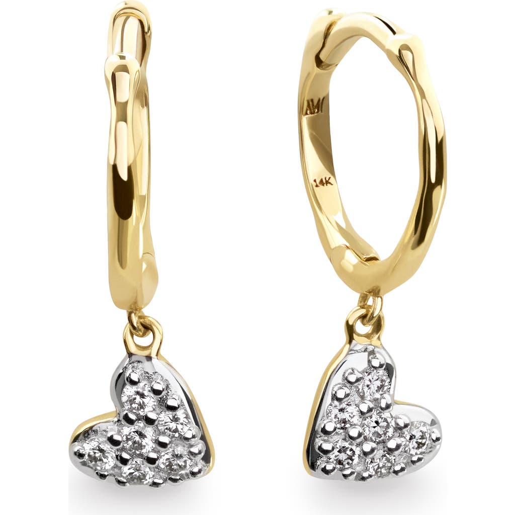 Monica Vinader Lab-created Diamond Mini Heart Huggie Hoop Earrings In 14kt Solid Gold/lab Diamond
