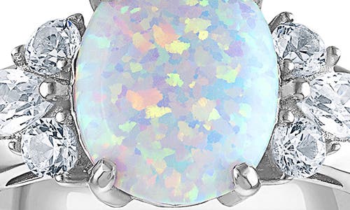 Fzn Opal & Cubic Zirconia Ring In White