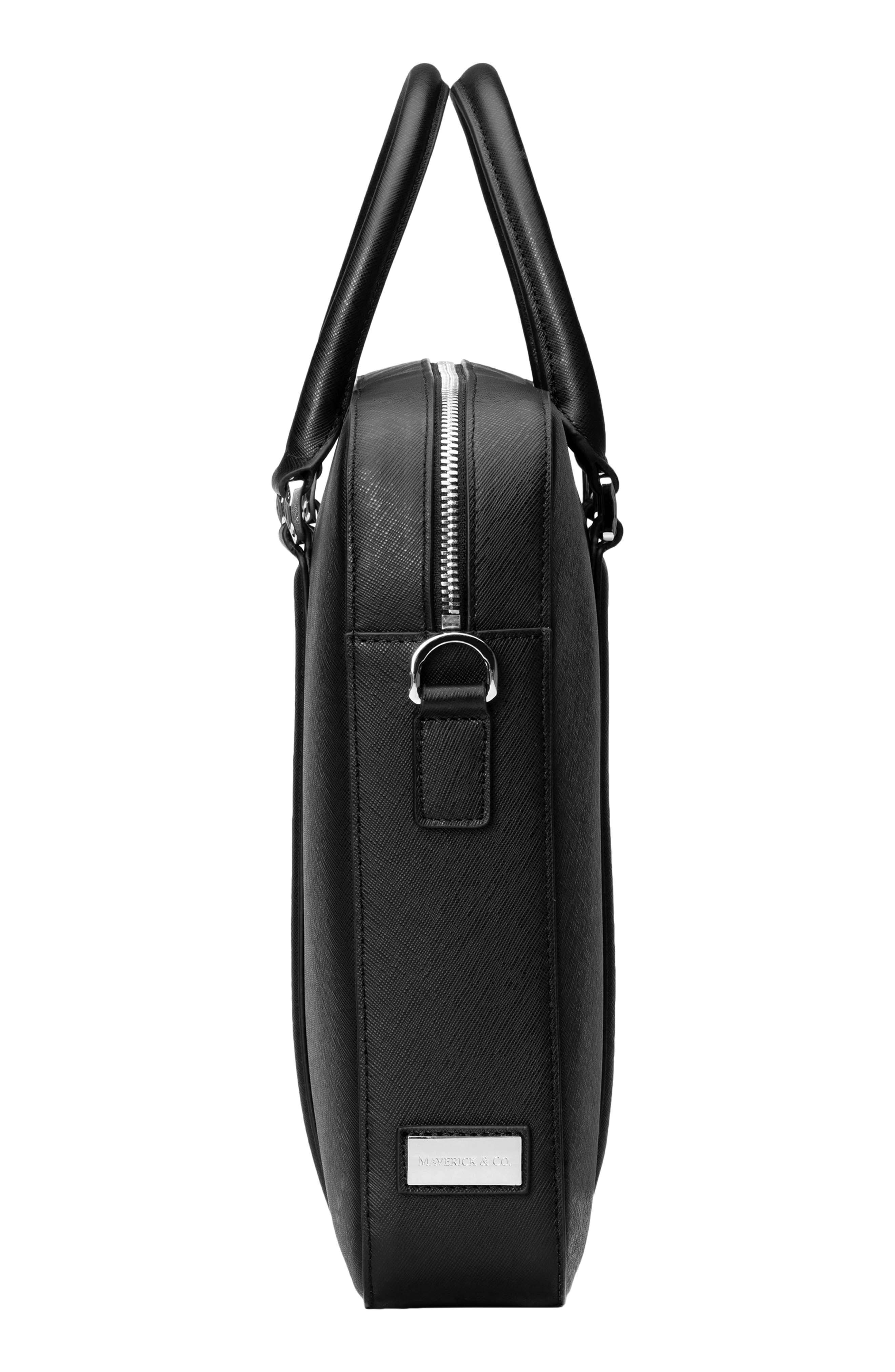 Maverick & Co. Manhattan Deluxe Leather Briefcase, Alternate, color, Black