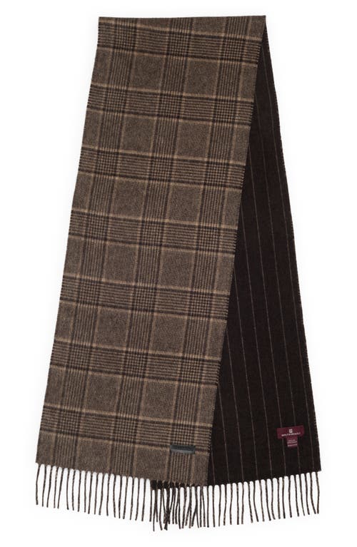 Bruno Magli Silk & Cashmere Double Face Plaid Print Scarf In Brown