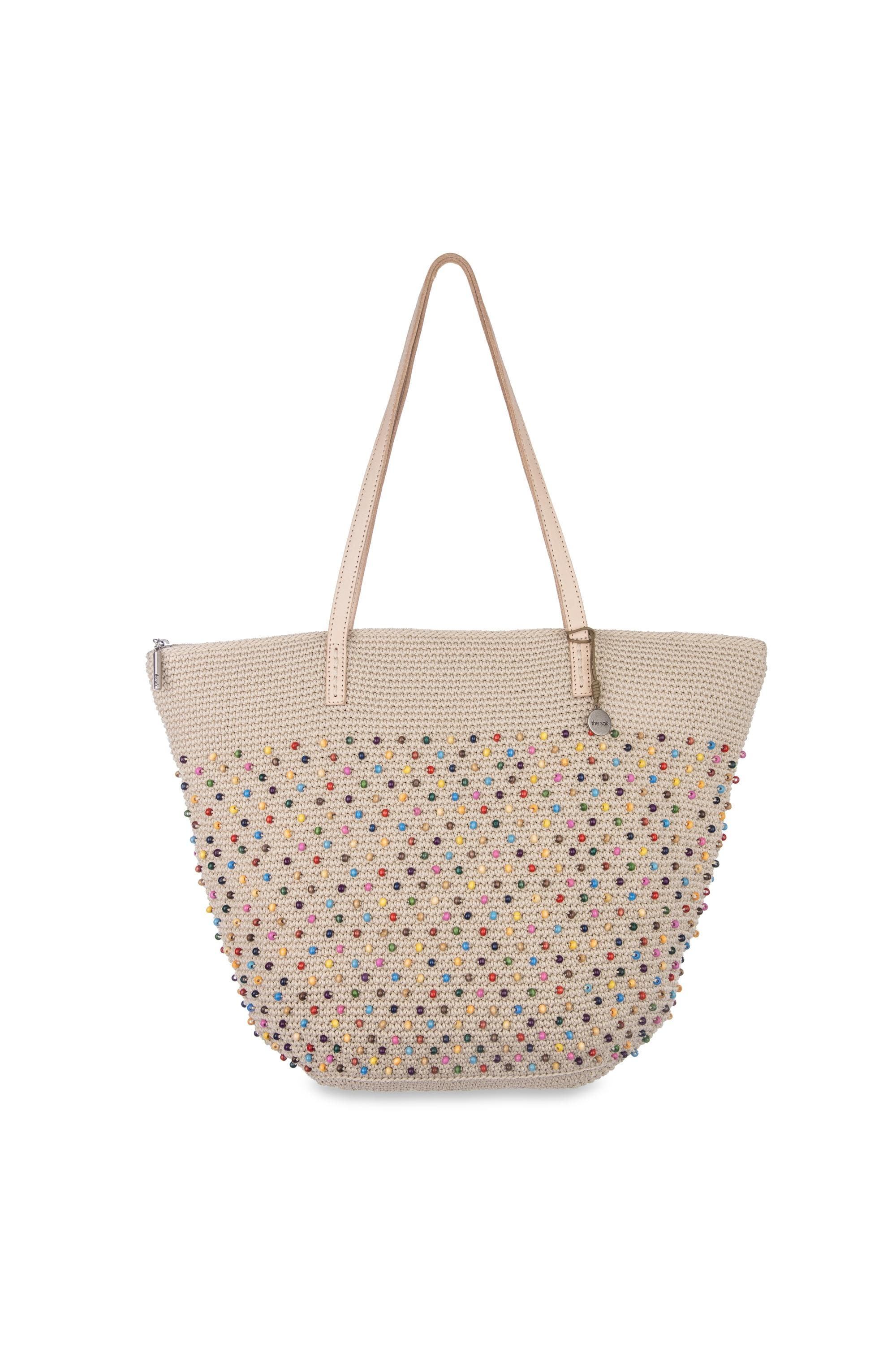 Faye Tote Bag, Alternate, color, Ecru Multi Beads