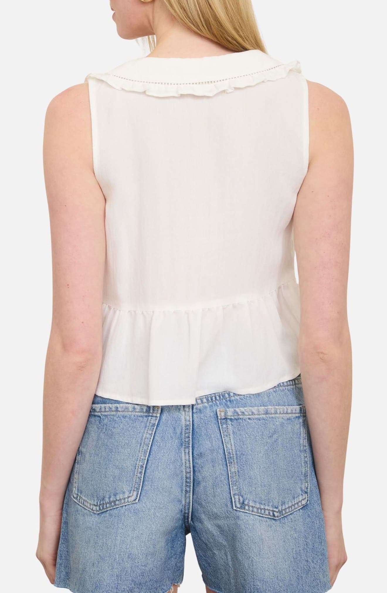 Collar Sleeveless Peplum Top - image 2