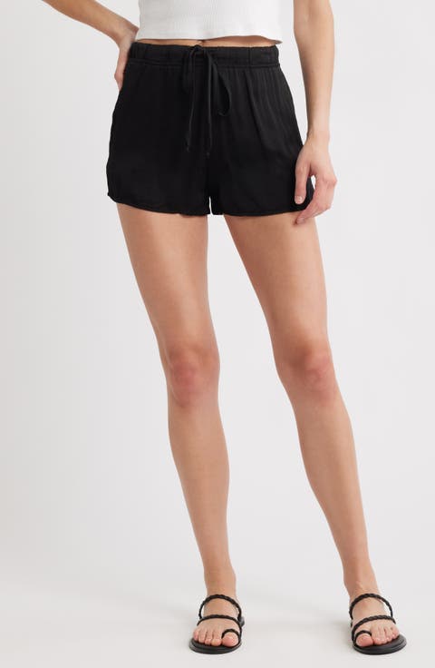 High Waist Flowy Satin Drawstring Shorts
