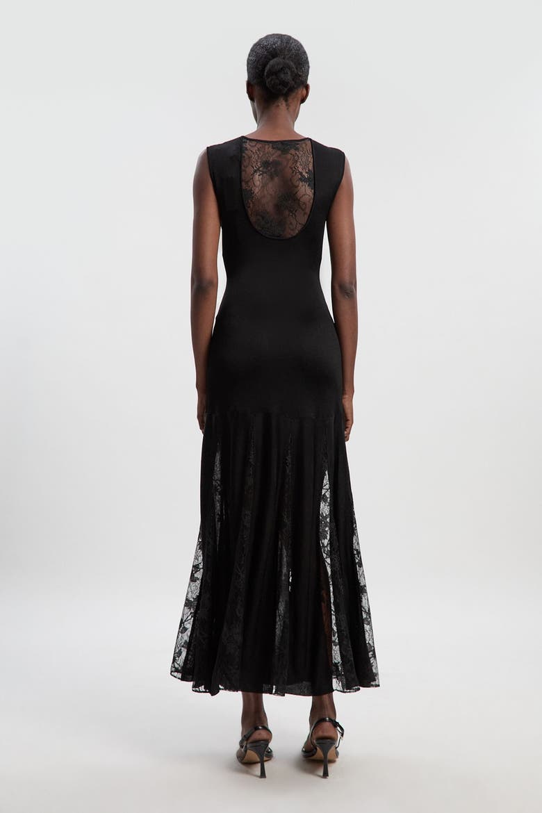 Slinky Lace Knit Maxi Dress, Alternate, color, Black