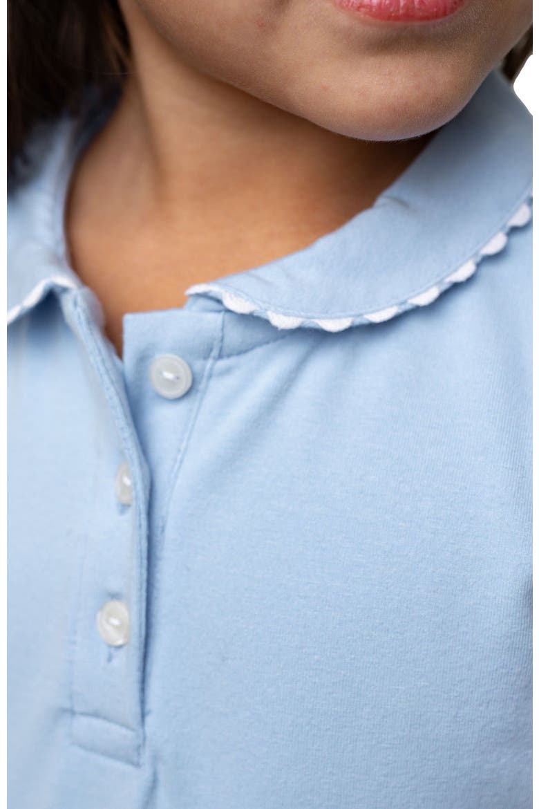 Girls' Organic Puff Sleeve Polo, Kids, Alternate, color, Classic Blue with White