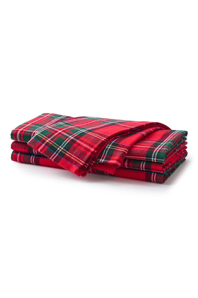 Imperial Tartan Plaid Set of 4 Napkins, Alternate, color, RED