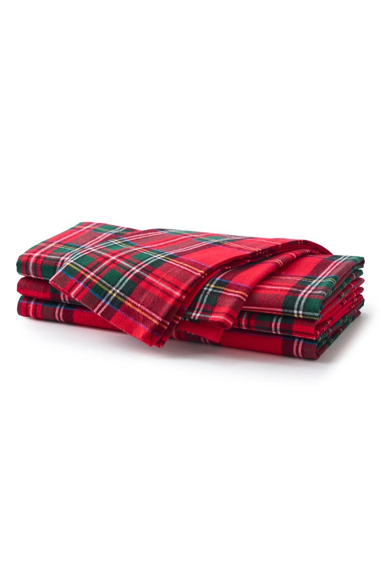 Petite Plume Imperial Tartan Plaid Set of 4 Napkins, Alternate, color, Red