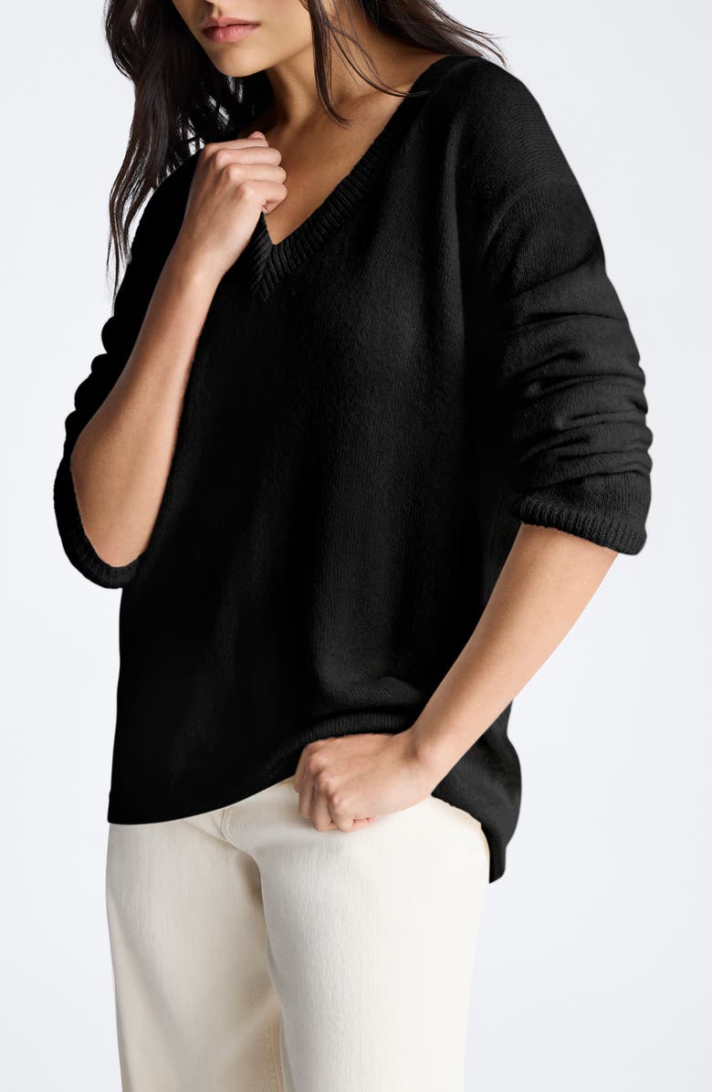 Kenneth Cole Oversize V-Neck Sweater, Alternate, color, Black