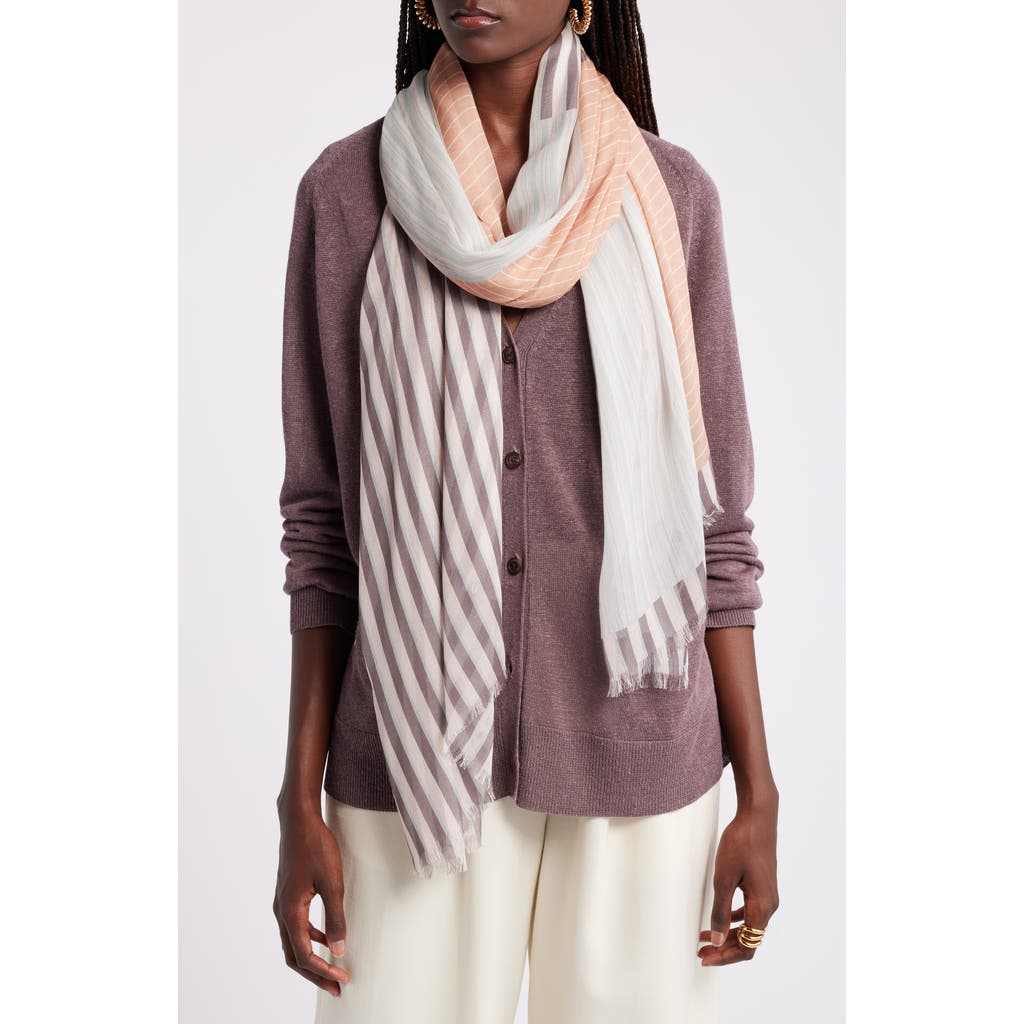 Nordstrom Print Modal & Silk Scarf In Pink Striped Collage