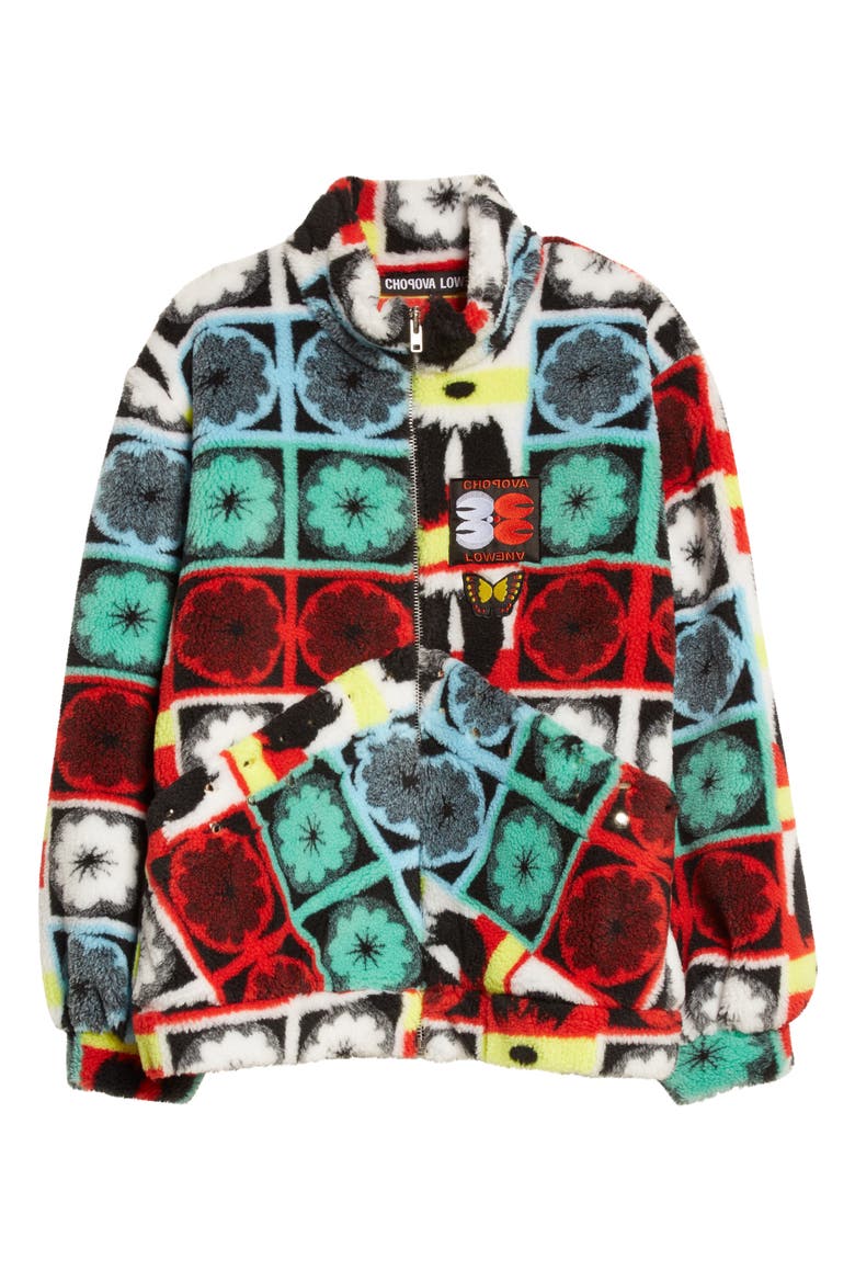 Petzi Oversize Recycled High Pile Fleece Jacket, Alternate, color, BLUE / RED / YELLOW MULTI