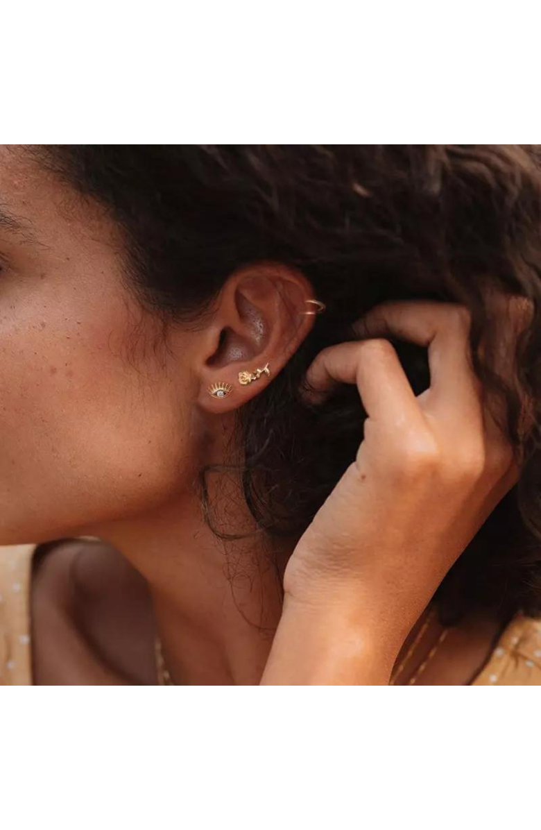 Spero London Eye Stud Earrings Sterling Silver, Alternate, color, Gold