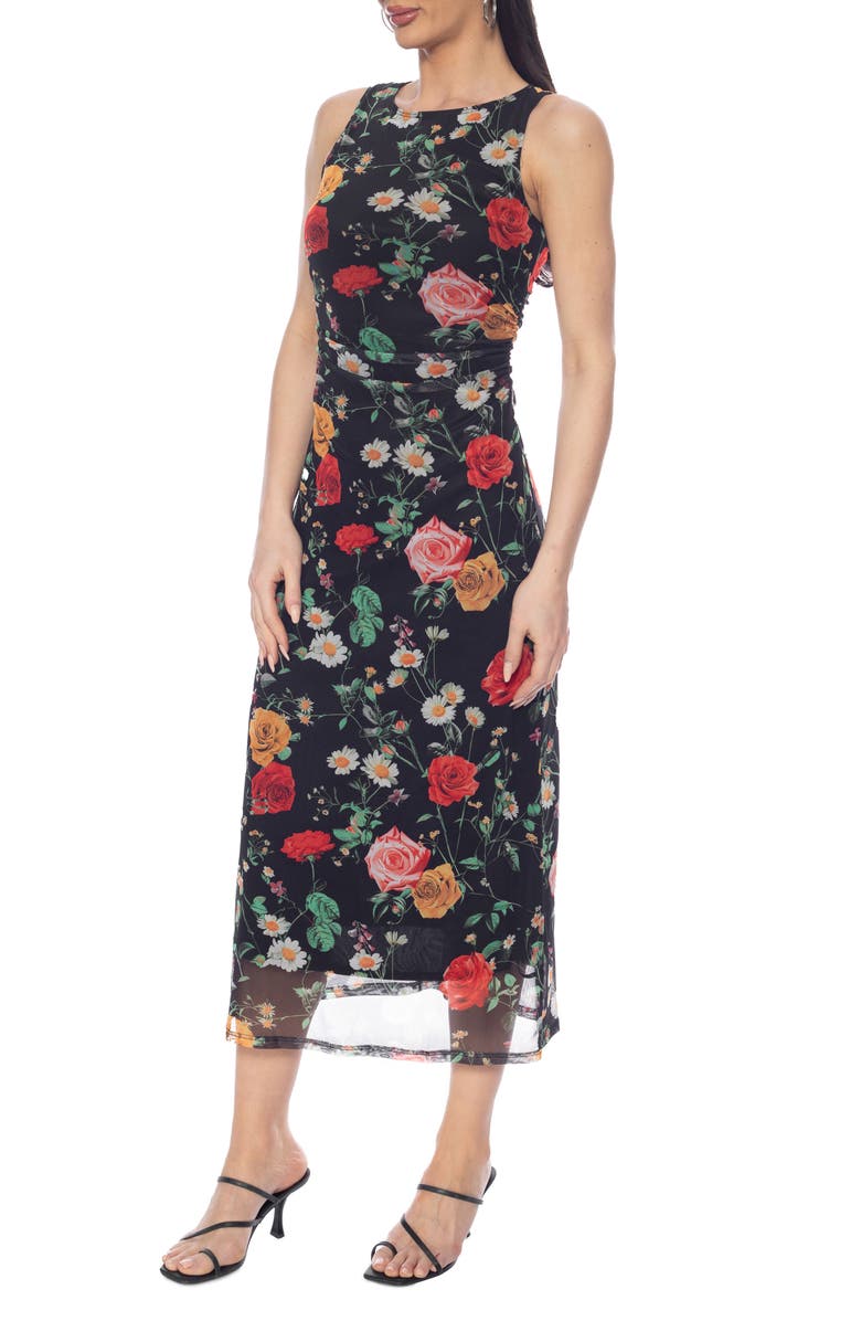 bebe Sleeveless Mesh Dress, Alternate, color, Multi Floral