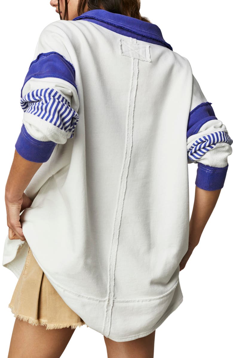 Free People Prep Oversized Polo, Alternate, color, Ivory Combo