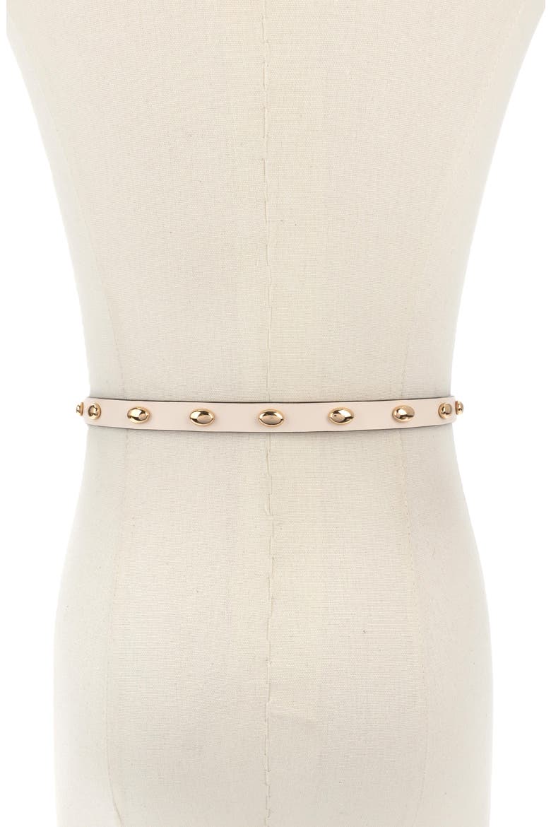 stud leather belt, Alternate, color, CREAM