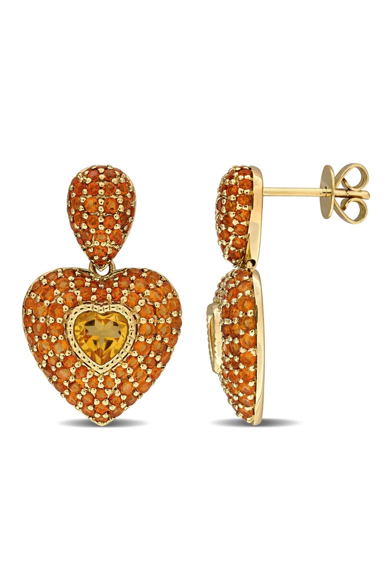 Citrine Cluster Heart Earrings 14k, Main, color, Citrine
