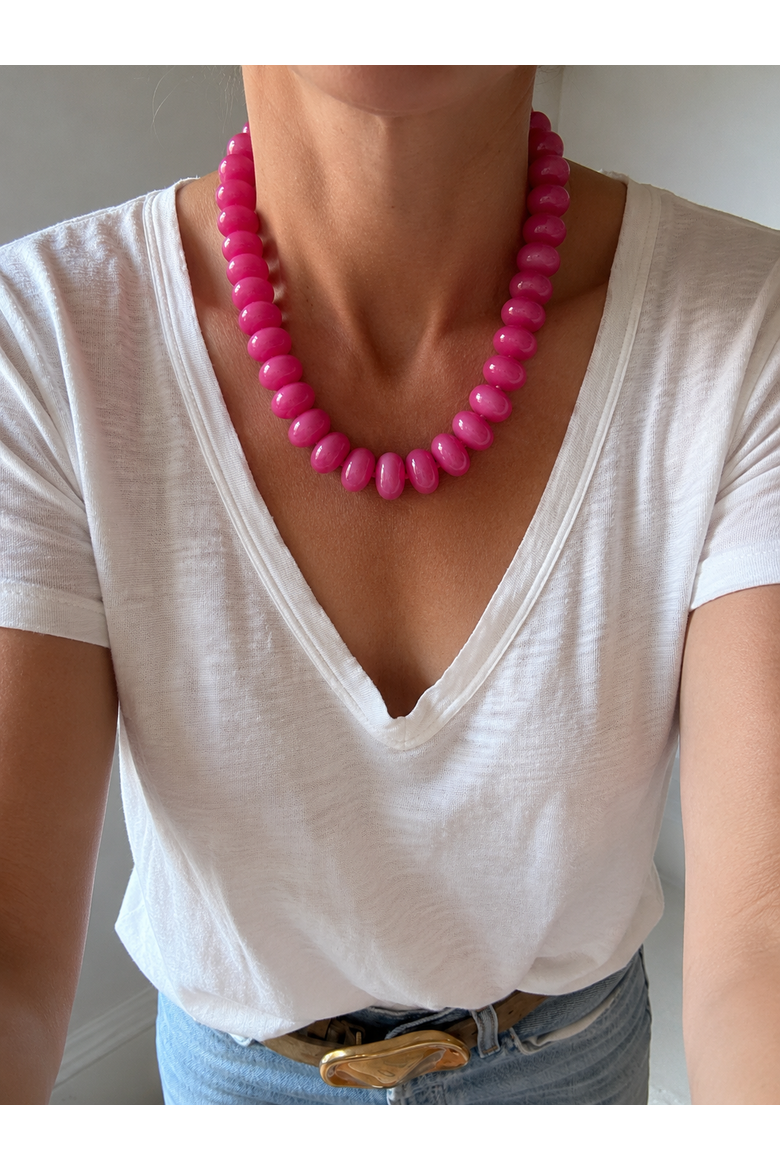 Hot Pink Statement Necklace, Alternate, color, Pink