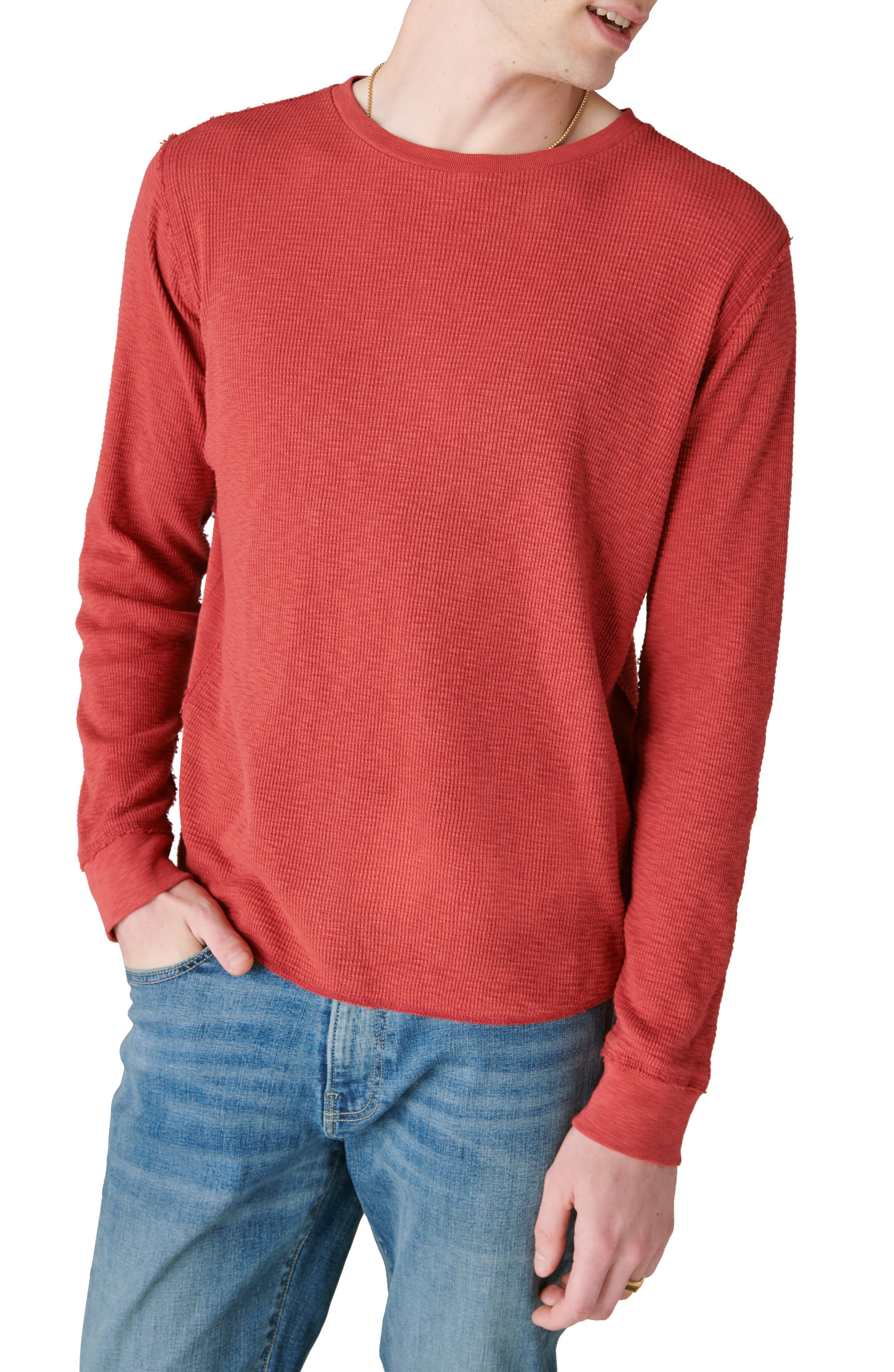 Lucky Brand Garment Dye Thermal T-Shirt in Rio Red 