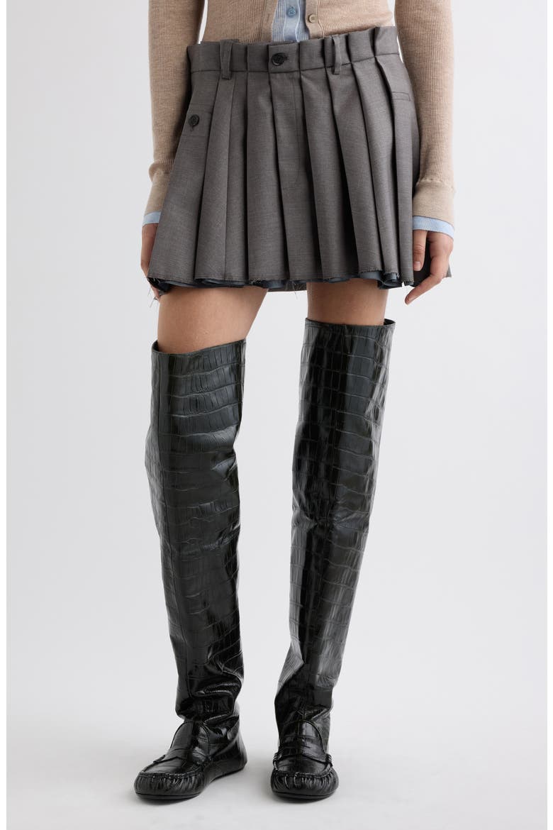 Ilassa Pleated Wool Miniskirt, Main, color, LIGHT GREY