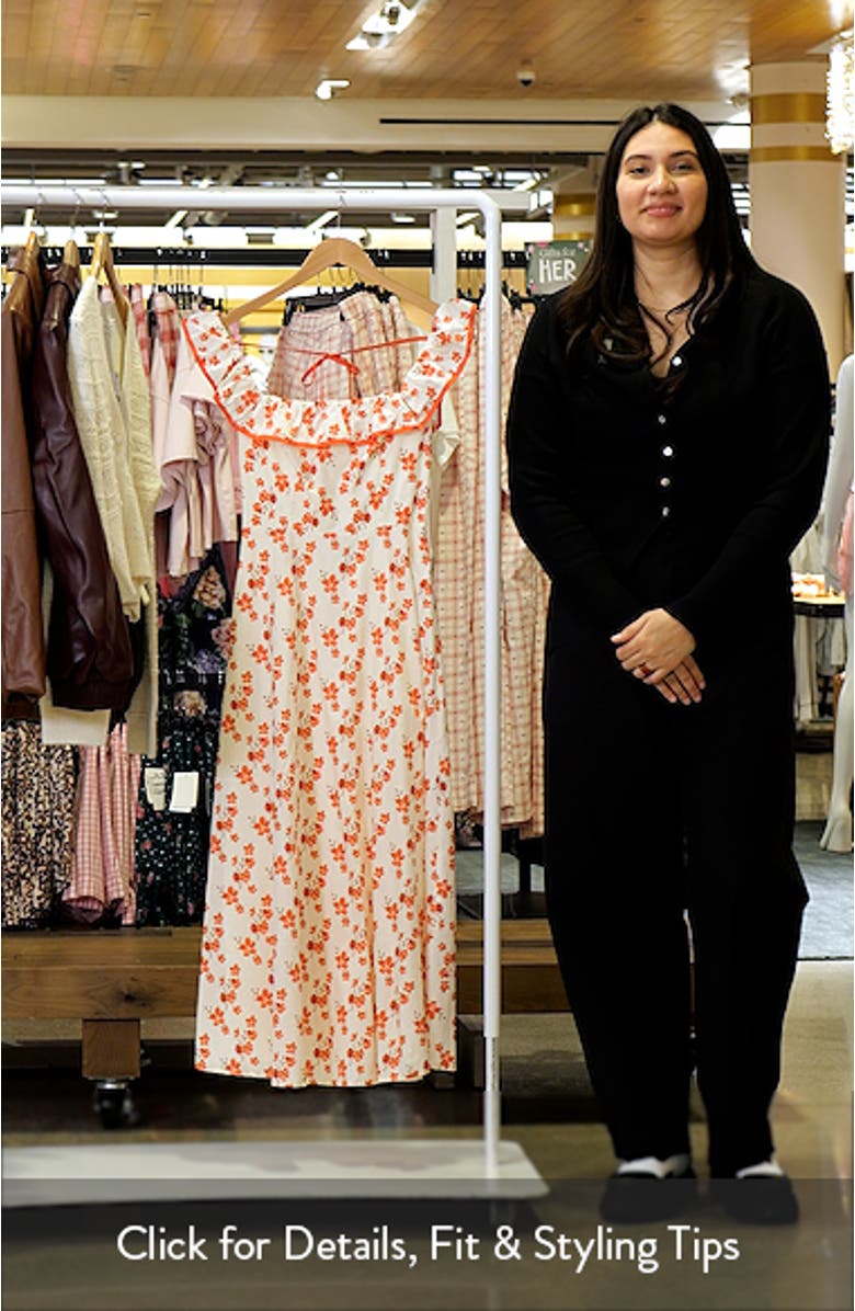 Lucille Floral Ruffle Cotton Midi Dress, sales video thumbnail