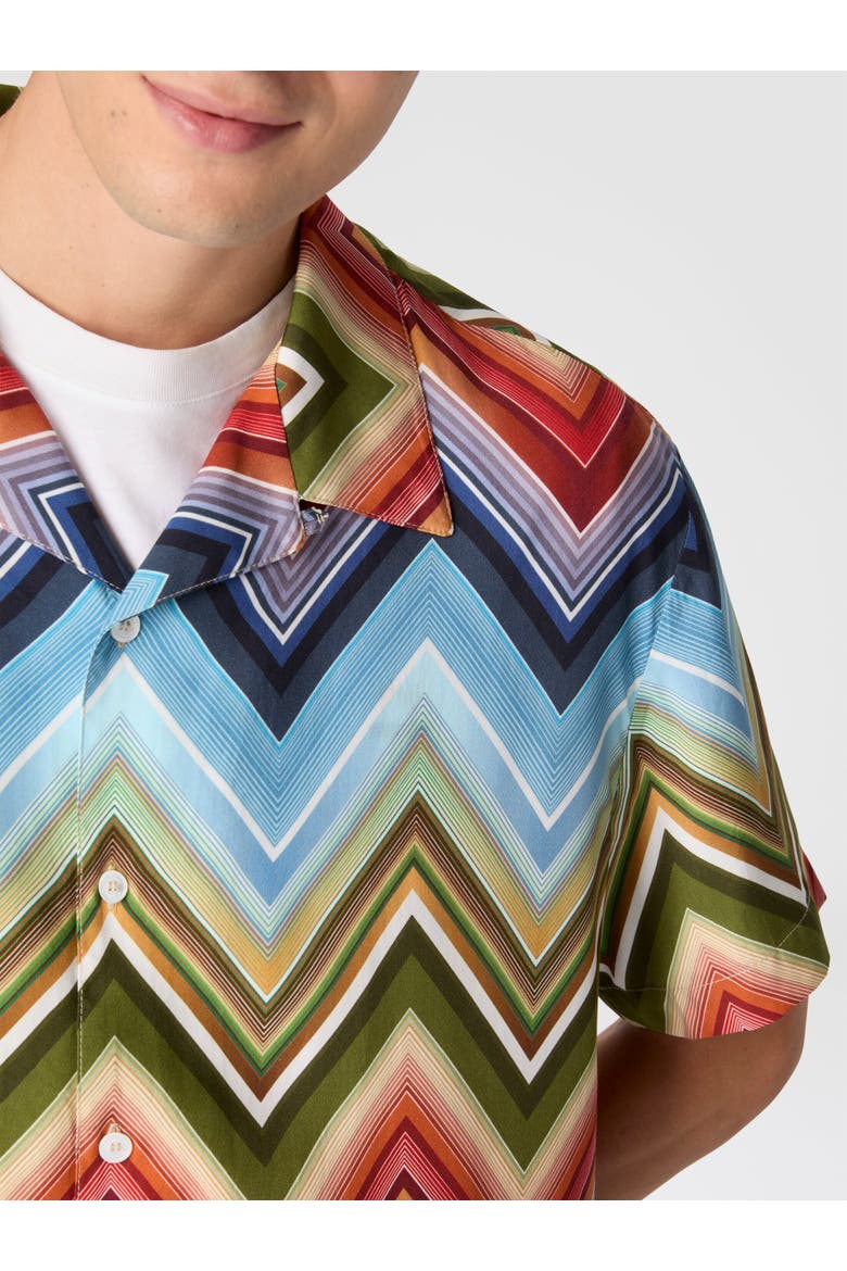 Bowling Shirt In Viscose With Macro Zigzag Print, Alternate, color, Multicoloured