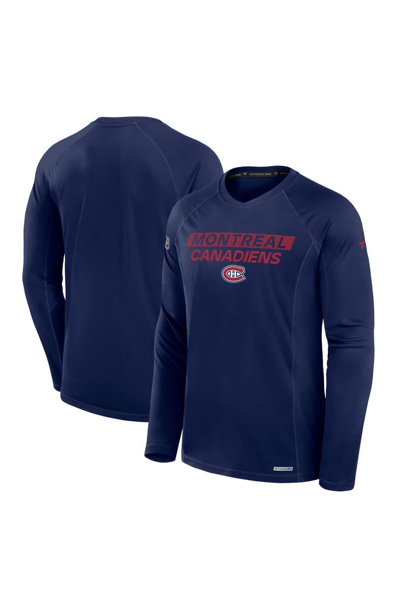 FANATICS Men's Fanatics Navy Montreal Canadiens Authentic Pro Rink Tech Raglan Long Sleeve T-Shirt, Alternate, color, 