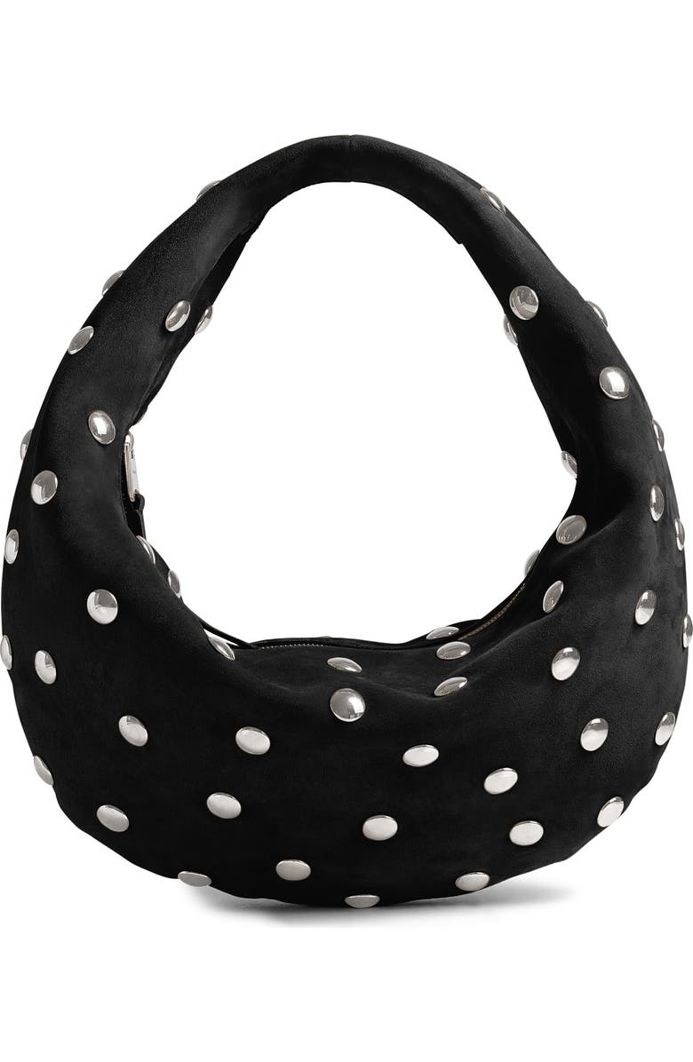 Khaite Medium Olivia Studded Suede Hobo Bag, Main, color, Black 200