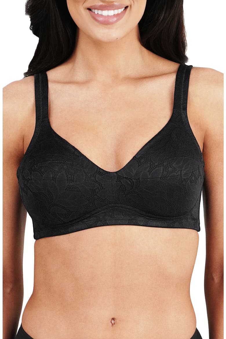 Jolie Jacquard Lace Wireless Bra, Main, color, BLACK