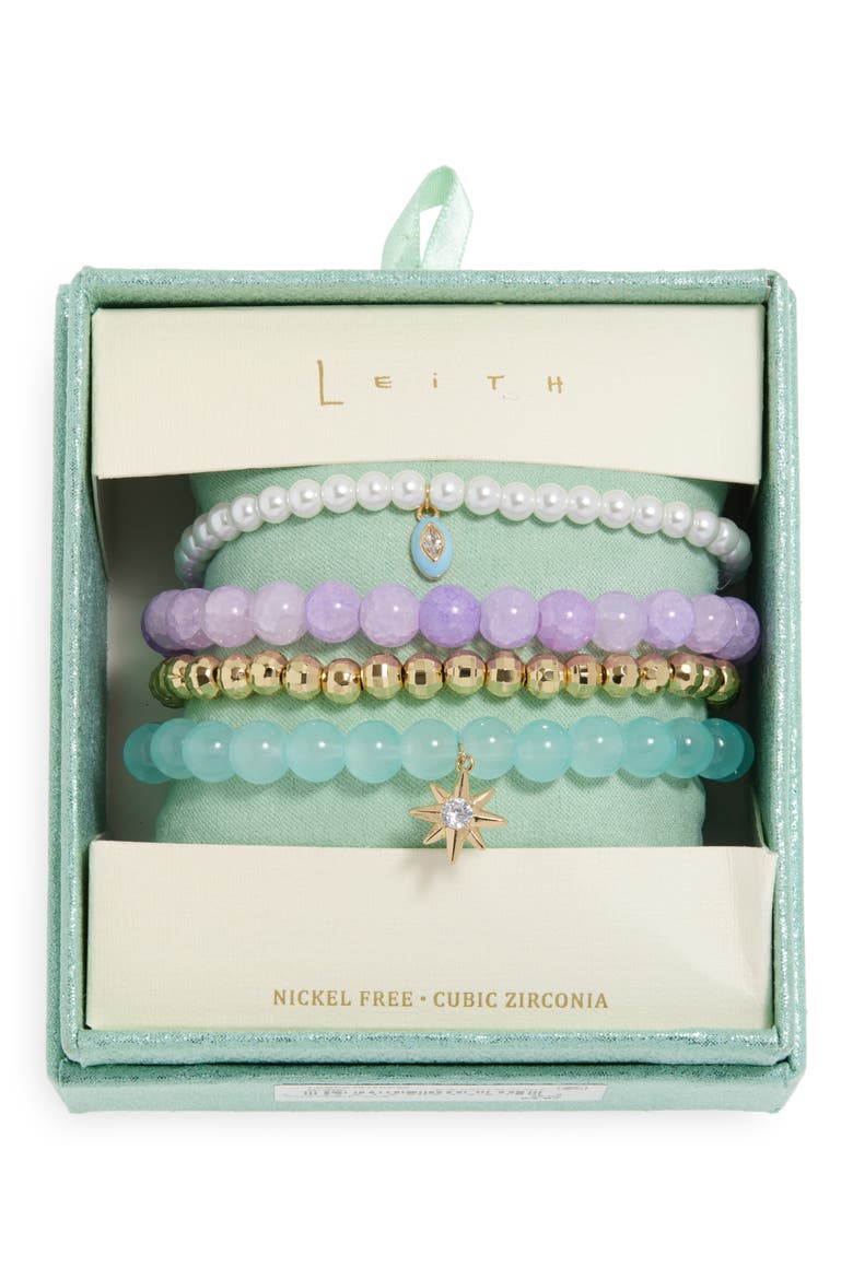 6-Pack Assorted Bead Bracelet, Main, color, BLUE- PURPLE MULTI- GOLD