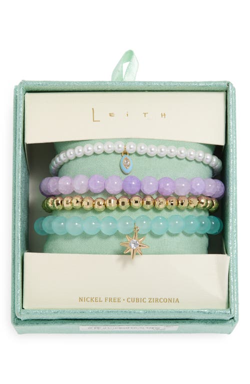 Leith 6-pack Assorted Bead Bracelet In Blue- Purple Multi- Gold