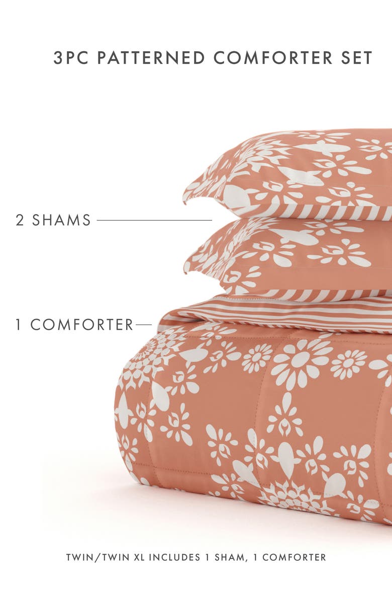 HOMESPUN Premium Ultra Soft Daisy Medallion Reversible Down-Alternative Comforter Set, Alternate, color, Clay