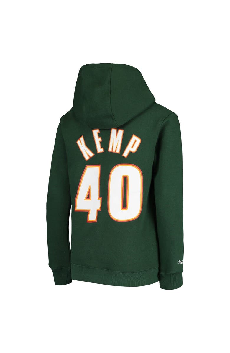 Mitchell & Ness Youth Mitchell & Ness Shawn Kemp Green Seattle SuperSonics Hardwood Classics Name & Number Pullover Hoodie, Alternate, color, 