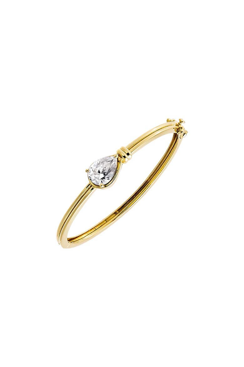 Moissanite Bezel Pear Center Stone Bangle, Main, color, Gold