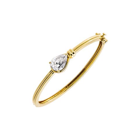 Moissanite Bezel Pear Center Stone Bangle