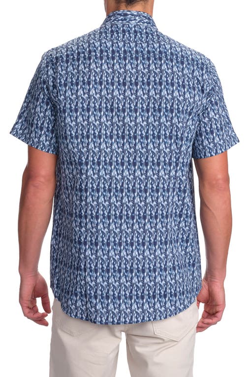 Studio Garnet Los Angeles Midnight Wave Short Sleeve Cotton Seersucker Button-up Shirt In Navy