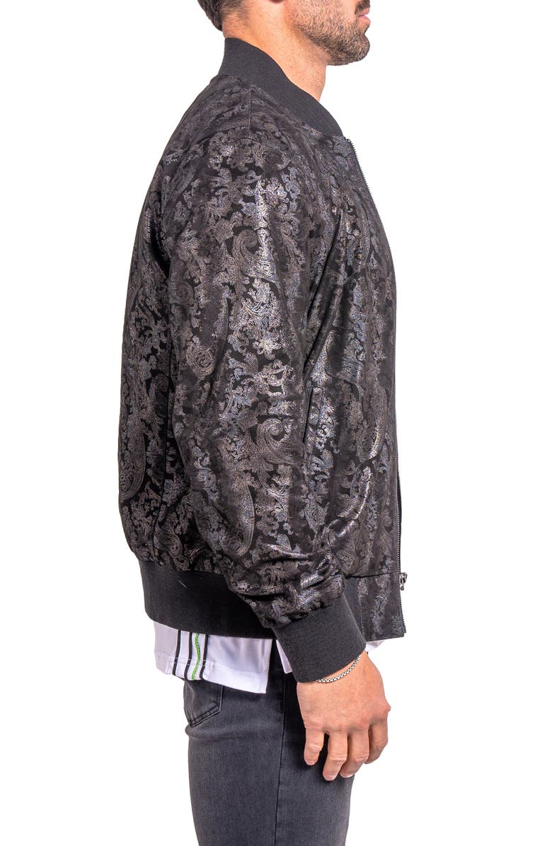 Maceoo Ascension0010 Foil Print Leather Jacket, Alternate, color, Black