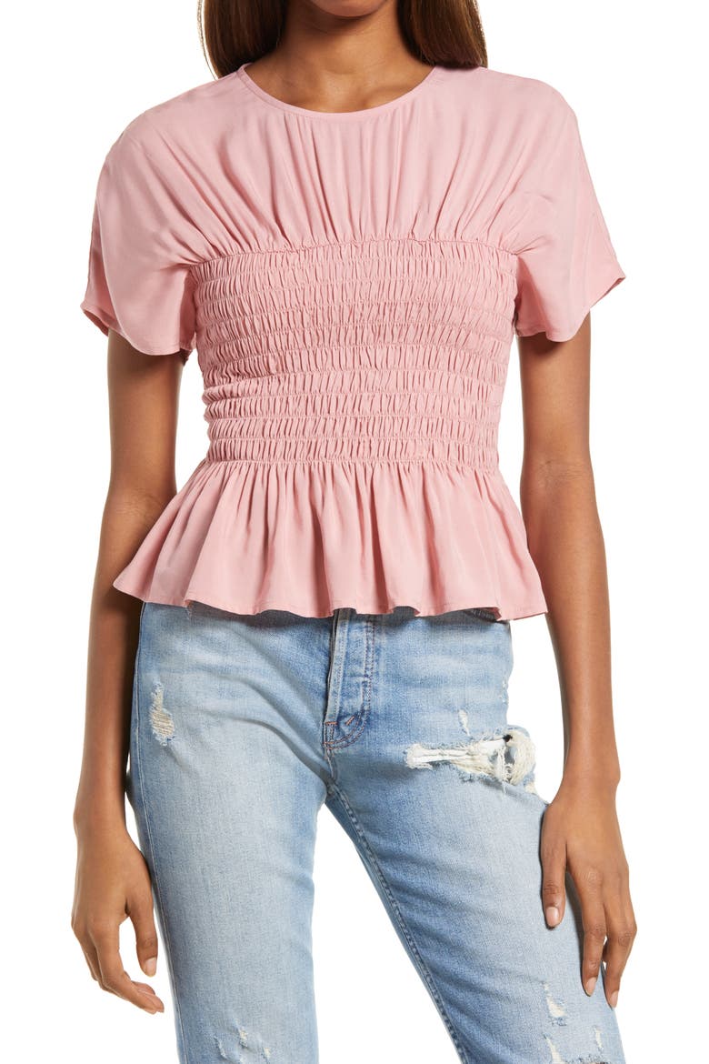 Aiden Smocked Ruffle Top, Main, color, MAUVE