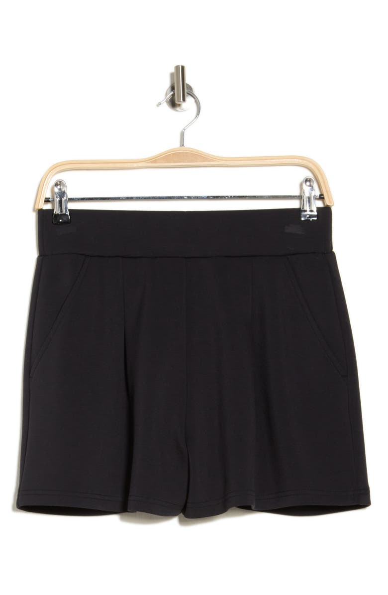Z by Zella Whisper Knit Pleated Shorts, Alternate, color, Black