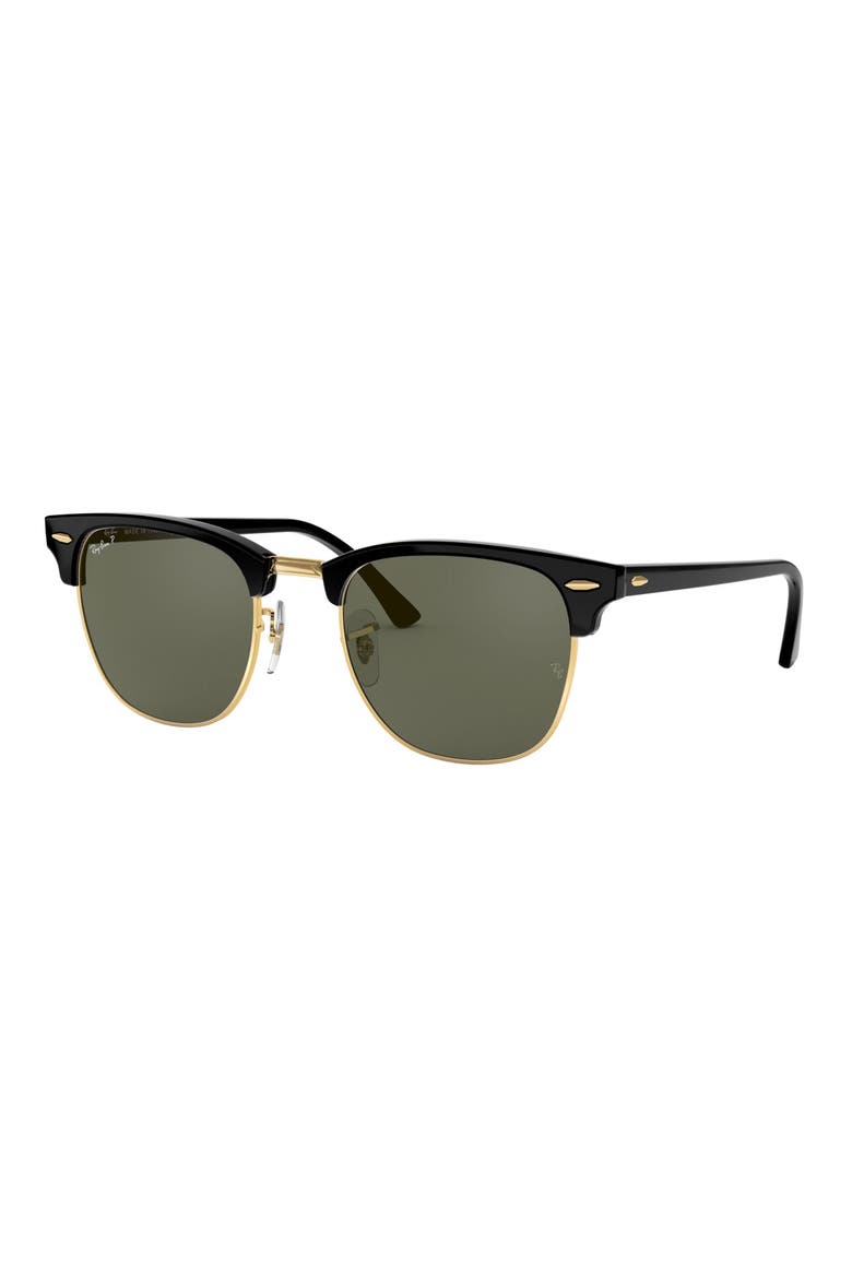 49mm Polarized Browline Sunglasses, Alternate, color, BLACK/ CRYSTAL GREEN