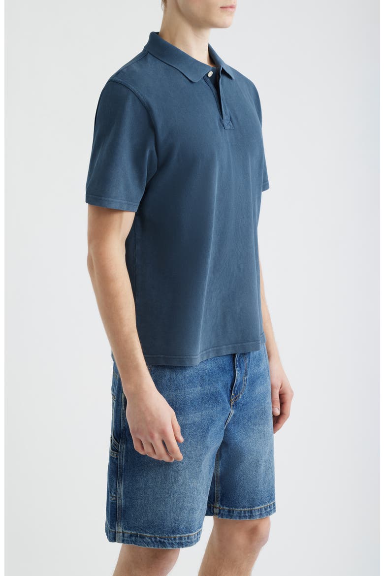 Brushed Cotton Piqué Polo, Alternate, color, NAVY
