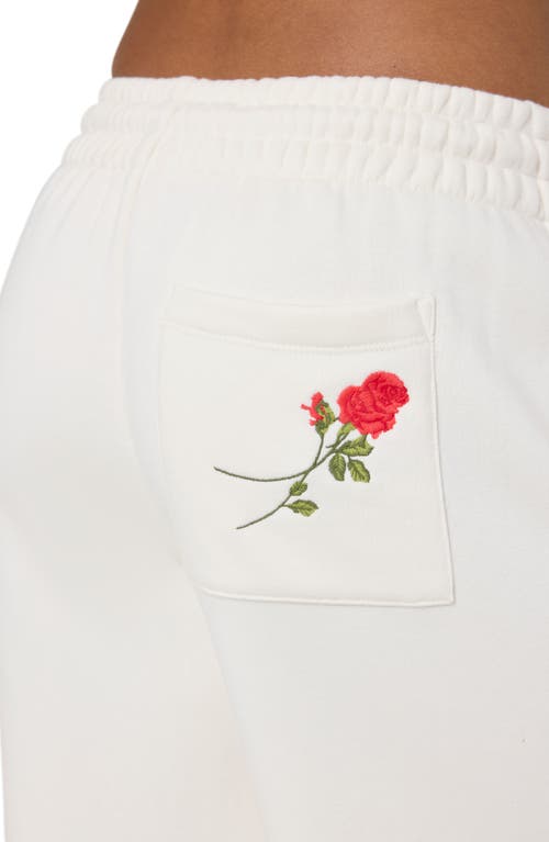 Florence By Mills Cozy Crush Forever Embroidered Wide Leg Sweatpants In Jet Str Rose