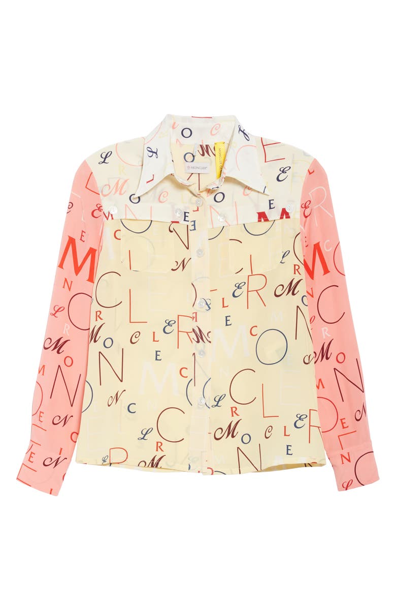 Moncler Genius by Moncler x 2 Moncler 1952 Letter Print Silk Shirt, Alternate, color, 