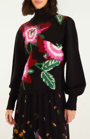FARM Rio Colorful Flower Turtleneck Sweater