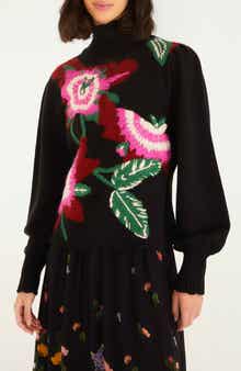 FARM Rio Colorful Flower Turtleneck Sweater