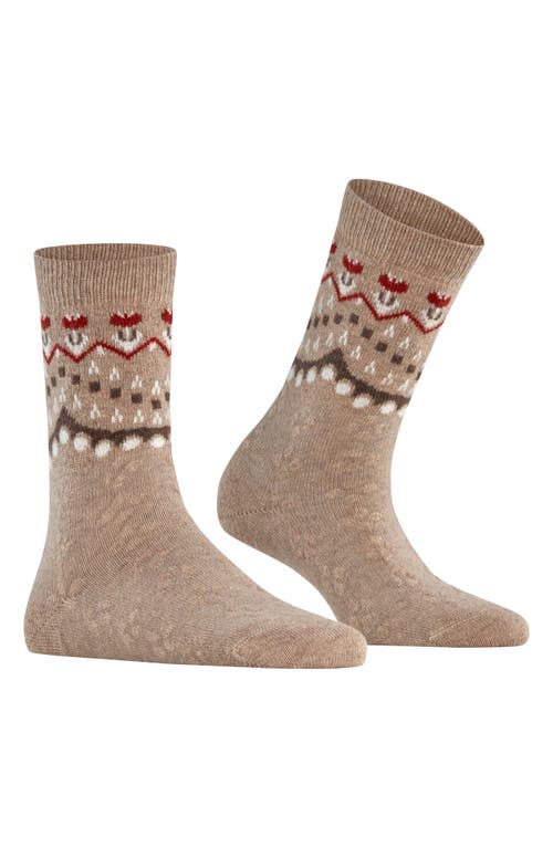 Falke Fair Isle Crew Socks In Brown