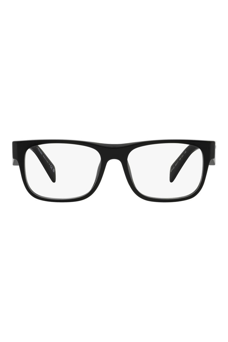 55mm Square Optical Glasses, Main, color, BLACK