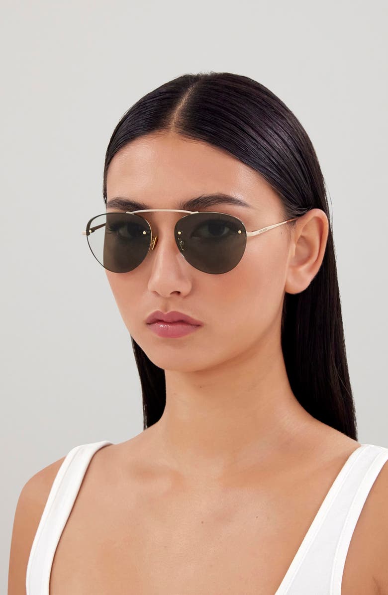 Saint Laurent 59mm Tinted Navigator Sunglasses, Alternate, color,